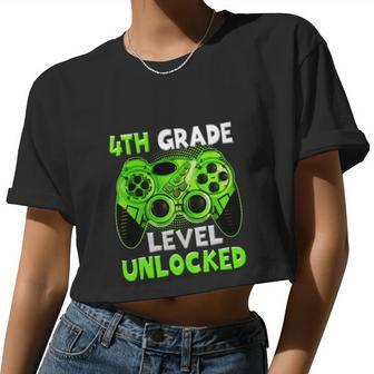 4Th Grade Level Unlocked Graphic Video Gamer Back To School Women Cropped T-shirt - Monsterry AU
