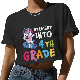 4Th Grade Unicorn Back To School First Day Of School Women Cropped T-shirt - Monsterry UK