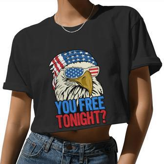 4Th Of July American Flag Bald Eagle Mullet You Free Tonight Women Cropped T-shirt - Monsterry