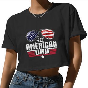 4Th Of July Family Matching All American Dad American Flag Women Cropped T-shirt - Monsterry DE