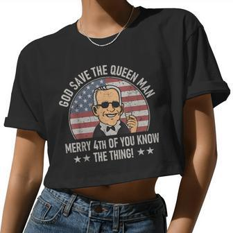 4Th Of July God Save The Queen Man Usa Joe Biden Meme Women Cropped T-shirt - Monsterry CA