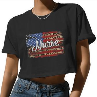 4Th July Independence Day American Flag Cute Graphic Nurse Women Cropped T-shirt - Monsterry UK