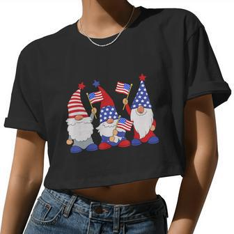 4Th Of July Patriotic Gnomes American Usa Women Cropped T-shirt - Monsterry