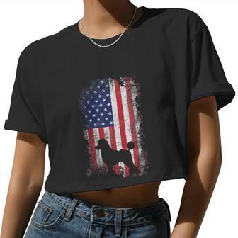 4Th Of July Poodle American Flag Dog Lover Women Cropped T-shirt - Monsterry