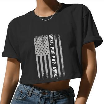 4Th Of July Poppop Us American Flag Women Cropped T-shirt - Monsterry