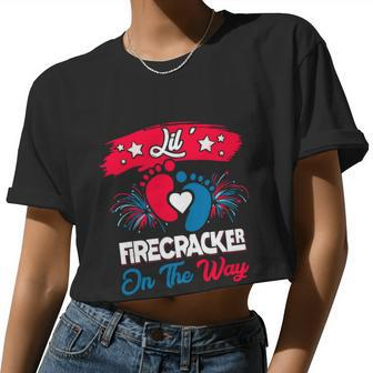 4Th Of July Pregnancy Meaningful Lil' Firecracker On The Way Great Women Cropped T-shirt - Monsterry AU