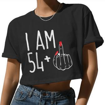 I Am 54 Plus 1 Middle Finger 55Th Women's Birthday Women Cropped T-shirt - Monsterry