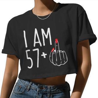 I Am 57 Plus 1 Middle Finger 58Th Women's Birthday Women Cropped T-shirt - Monsterry