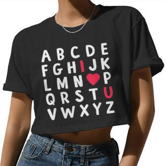 Abc Alphabet I Love You English Teacher Valentines Day Women Cropped T-shirt - Monsterry