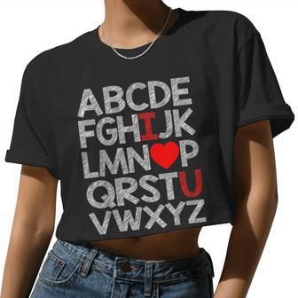 Alphabet Abc I Love You Valentines Day Heart Girls Boys Women Cropped T-shirt - Monsterry