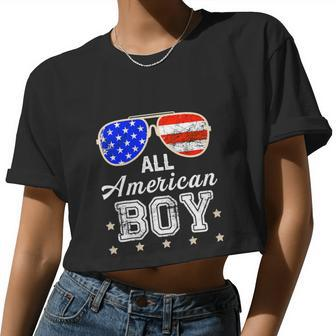 All American Boy 4Th Of July Boys Kids Sunglasses Women Cropped T-shirt - Monsterry DE