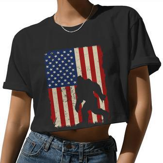 American Flag Gorilla Plus Size 4Th Of July Graphic Plus Size Shirt For Men Wome Women Cropped T-shirt - Monsterry CA