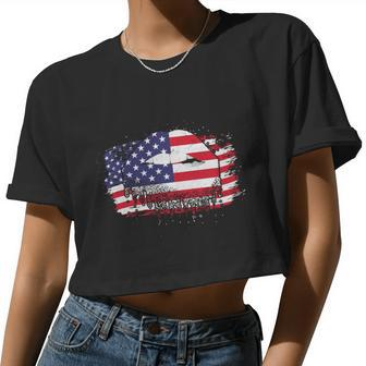 American Flag Lips 4Th Of July Plus Size Shirt For Men Women Family Women Cropped T-shirt - Monsterry