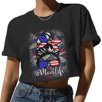 American Flag Mom Life 4Th Of July Women Cropped T-shirt - Monsterry UK