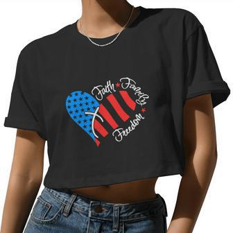 American Flag Usa 4Th Of July Christian Women Cropped T-shirt - Monsterry DE