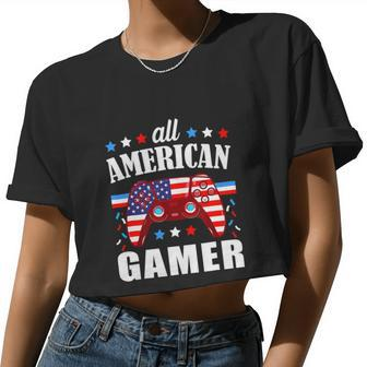 All American Gamer Boys 4Th Of July Video Game Women Cropped T-shirt - Monsterry