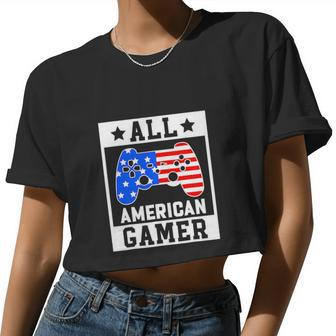 All American Gamer 4Th Of July Patriotic Gaming Women Cropped T-shirt - Monsterry DE