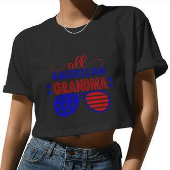 All American Grandma Sunglasses 4Th Of July Independence Day Patriotic Women Cropped T-shirt - Monsterry CA