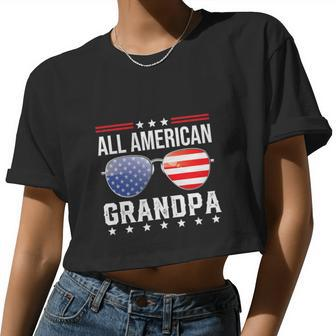All American Grandpa Fourth 4Th Of July Women Cropped T-shirt - Monsterry