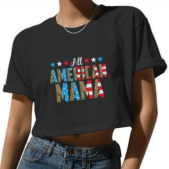 All American Mama 4Th Of July Leopard Women Cropped T-shirt - Monsterry AU
