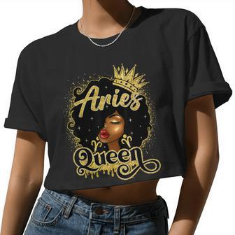 Aries Queen Birthday Afro Natural Hair Black Women Women Cropped T-shirt - Monsterry AU