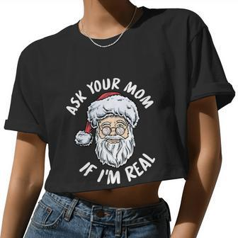 Ask Your Mom If I'm Real V2 Women Cropped T-shirt - Monsterry