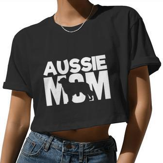 Aussie Shepherd Mom Mama Australian Shepherd Mother Women Cropped T-shirt - Monsterry