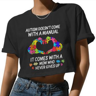 Autism Awareness Doesn't Come With Manual Mom Heart Puzzle Women Cropped T-shirt - Monsterry AU