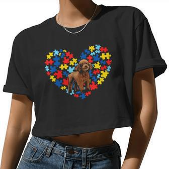 Autism Awareness Poodle Heart Dog Dad Dog Mom Women Cropped T-shirt - Monsterry AU