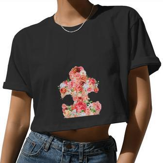 Autism Floral Puzzle Piece Autistic Art Women Cropped T-shirt - Monsterry AU