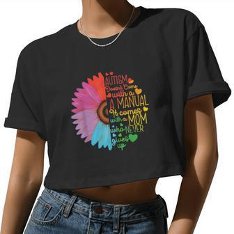 Autism Manual Mom Mother Mama Flower Rainbow Women Cropped T-shirt - Monsterry CA