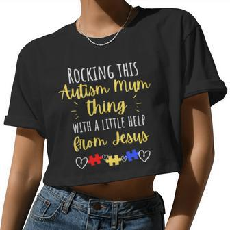 Autism Mum Proud Christian Mum Of Autism Jigsaw Puzzle Women Cropped T-shirt - Monsterry DE