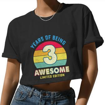 Awesome Retro 3Rd Birthday Boy Girl Women Cropped T-shirt - Monsterry