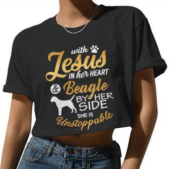 Beagle Dog With Jesus In Her Heart Mom Women 158 Beagles Women Cropped T-shirt - Monsterry