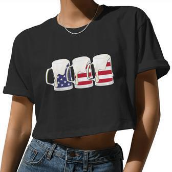 Beer American Flag Shirt 4Th Of July Men Women Merica Usa Women Cropped T-shirt - Monsterry DE