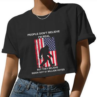 Believe Biden Bigfoot For 4Th Of July Women Cropped T-shirt - Monsterry