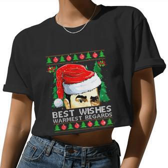 Best Wishes Warmest Regards David Ugly Christmas Women Cropped T-shirt - Monsterry