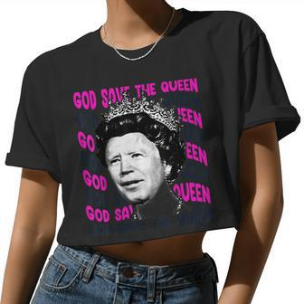Biden God Save The Queen Women Cropped T-shirt - Monsterry