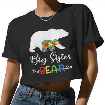 Big Sister Bear Autism Awareness Sister Girl Women Cropped T-shirt - Monsterry AU