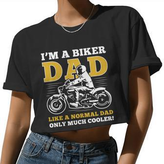 Biker Dad V2 Women Cropped T-shirt - Monsterry