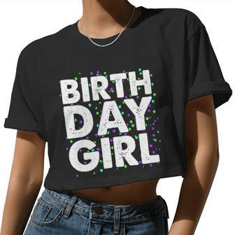 Birthday Girl With Confetti Women Cropped T-shirt - Monsterry