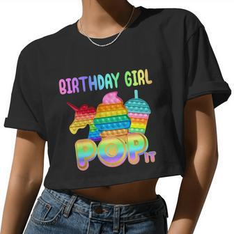 Birthday Girl Pop It Cute Colorful Women Cropped T-shirt - Monsterry DE