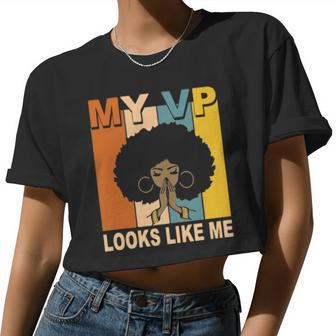 Black Girl My Vp Looks Like Me Retro Hoodie Women Cropped T-shirt - Monsterry