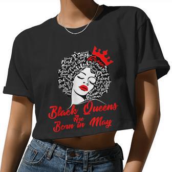 Black Queens Are Born In May Birthday Women Cropped T-shirt - Monsterry