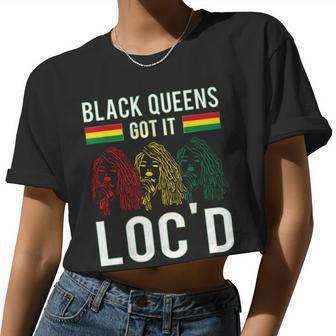Black Queens Got It Loc'd Hair Afro Lover Melanin Dreadlock Women Cropped T-shirt - Monsterry