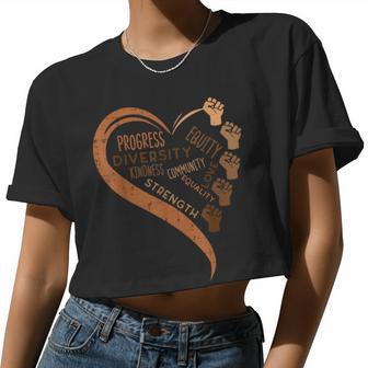 Black History Fists Diversity Equity Melanin African Women Women Cropped T-shirt - Monsterry CA