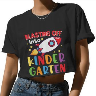 Blasting Off Into Pre Kindergarten Space Graphic Tees For Kids Women Cropped T-shirt - Monsterry AU