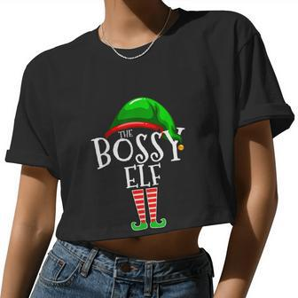 The Bossy Elf Group Matching Family Christmas Women Cropped T-shirt - Monsterry DE