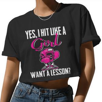 Boxing I Hit Like A Girl Want A Lesson Women Cropped T-shirt - Monsterry DE