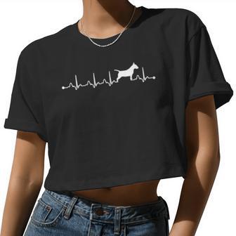 Bull Terrier Dog Mom Owner Eternity Heart Valentines Women Cropped T-shirt - Monsterry DE